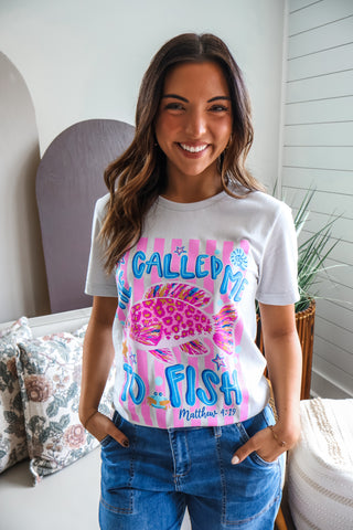 He Called Me To Fish Graphic Tee • Silver
