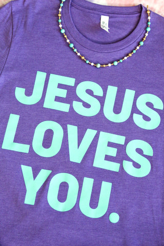 Jesus Loves You Graphic Tee • Purple