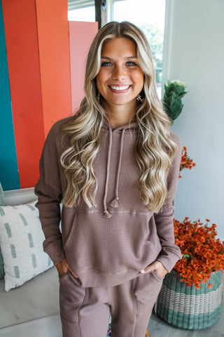 Cozy Chic Waffle Hoodie • Cocoa