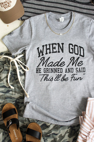 When God Made Me Graphic Tee • Heather Grey