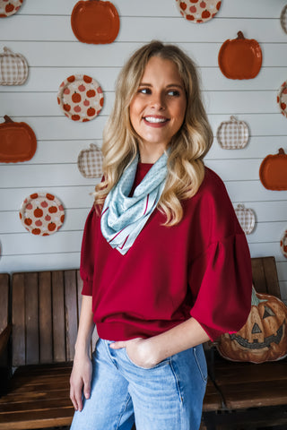 Harper Puff Sleeve Pullover • Wine