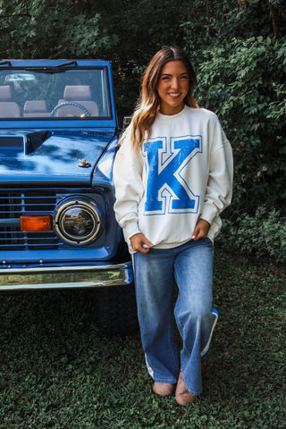K Is For Kentucky Mock Neck Sweatshirt • Ivory