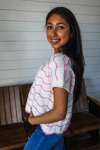 Seas The Day Scallop Top • Pink