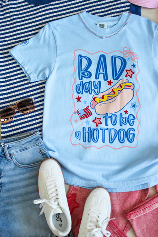 Bad Day To Be A Hotdog Graphic Tee • Light Blue