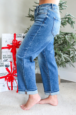 Ezra High Rise Barrel Leg • Medium Wash