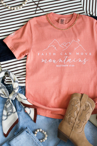 Faith Can Move Mountains Graphic Tee • Dusty Peach