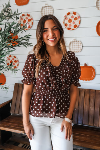 Audrey Peplum Top • Dark Chocolate