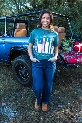 All Is Calm All Is Bright Graphic Tee • Evergreen