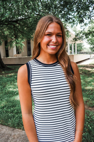 Summer In Stripes Tank Dress • Black