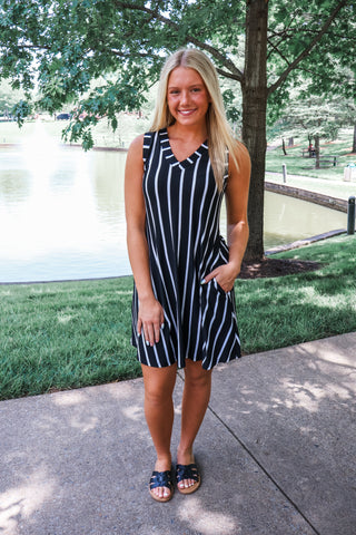 Summer Sale 38 • Black Striped Knit Dress - FINAL SALE
