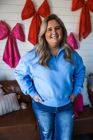 Refresh & Reset Half Zip • Cornflower Blue - PLUS