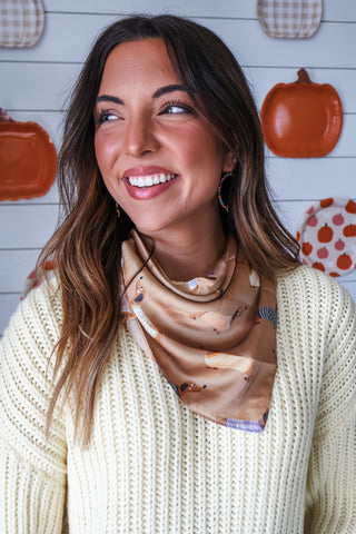 Dachshund Days Silk Scarf • Tan