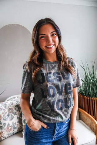 Jesus Loves You Graphic Tee • Olive Camo