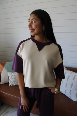 Split Personality Colorblock • Plum/Cream - FINAL SALE
