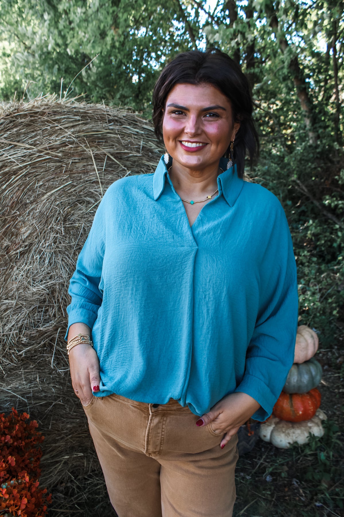 Fall Fest Dolman • Dusty Teal - PLUS