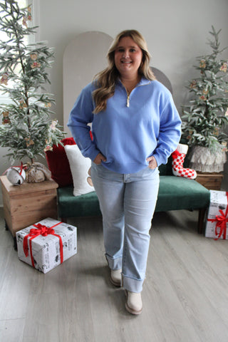 Hit The Slopes Half Zip • Light Blue - PLUS