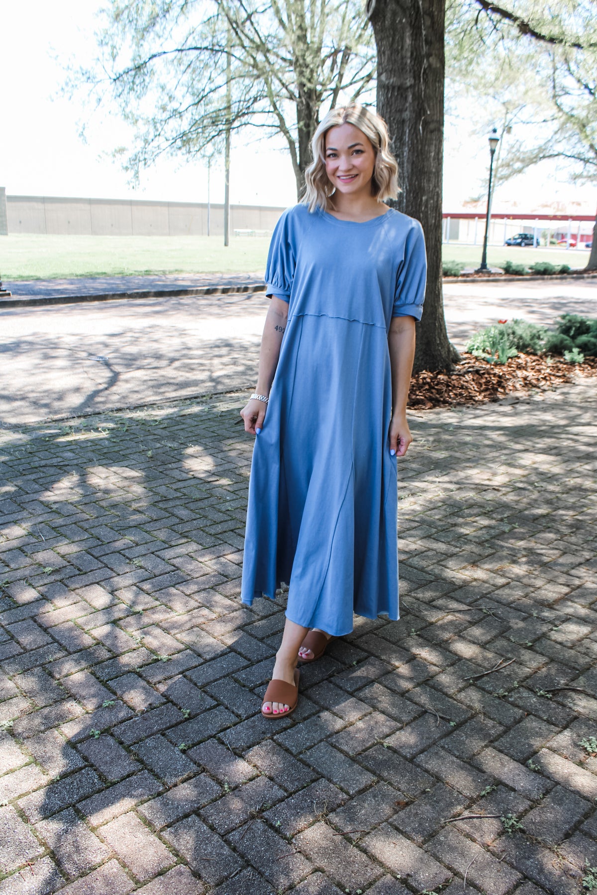 Charlotte Cotton Maxi Dress • Blue