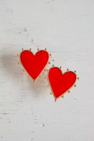 True Love Enamel Earrings • Red