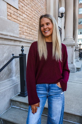 Tone & Texture Sweater • Dark Wine