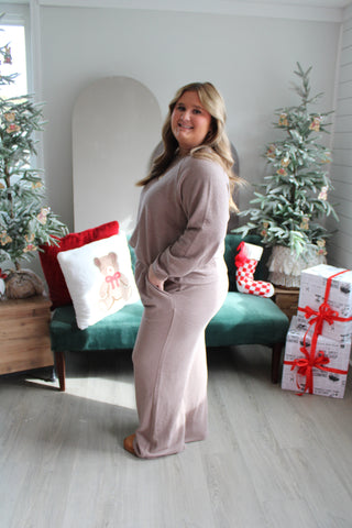 Home For The Holidays Pant Set • Mocha - PLUS