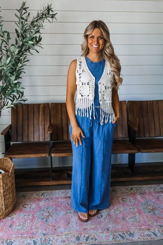 Boho Babe Crochet Vest • Natural