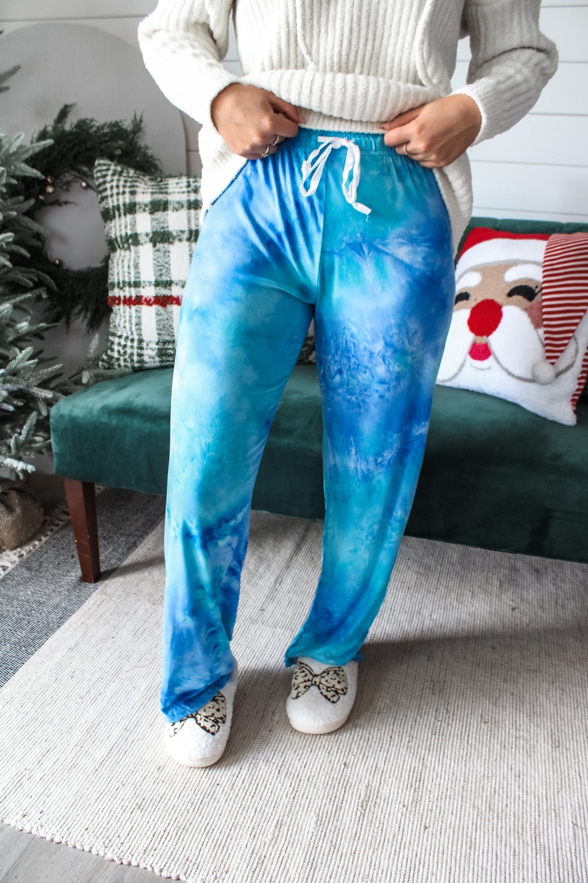 Jingle Jam Tie Dye Pants • Aqua