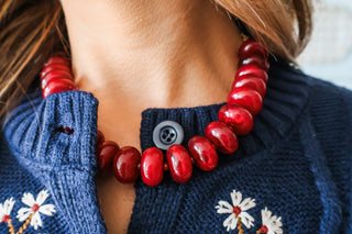 Beaded Bliss Statement Necklace • Wine