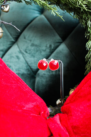 Rockin’ Red Holiday Earrings • Gold