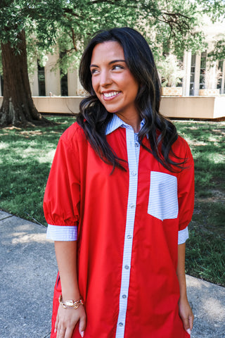 Sweet Liberty Shirtdress • Red