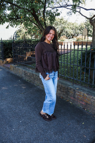 Darling Edge Lace Top • Dark Chocolate