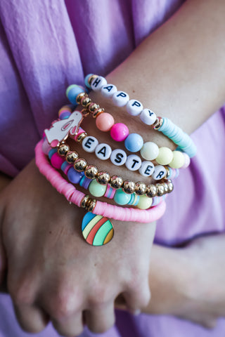 Happy Easter Letter Charm Bracelet Set