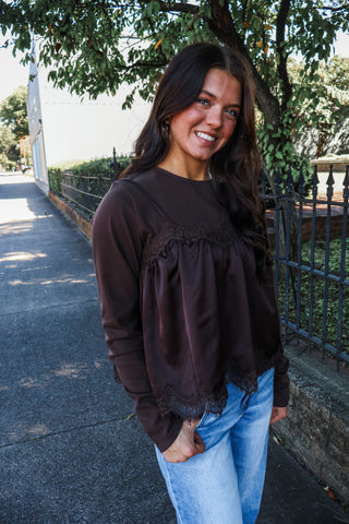 Darling Edge Lace Top • Dark Chocolate
