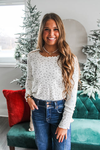 Soft & Sweet Floral Top • Cream/Blue