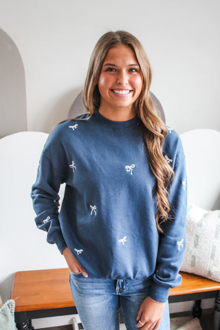 Better Days Bow Pullover • Navy