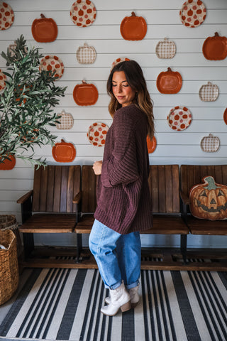Gather Together Chenille Cardigan • Espresso