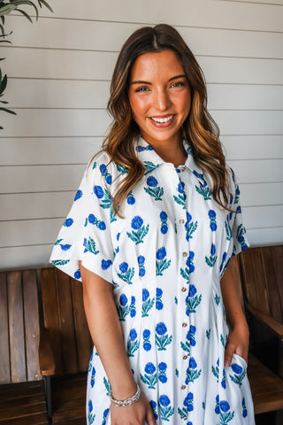 Flower Fields Shirtdress • White - FINAL SALE