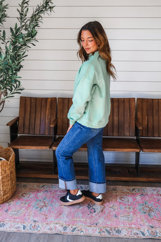 Move Forward Mock Neck Pullover • Sage