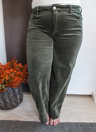 Milan Corduroy Wide Leg • Olive Moss - PLUS