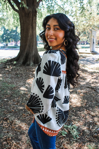 Strike A Chord Boho Blouse • Black/Ivory - FINAL SALE