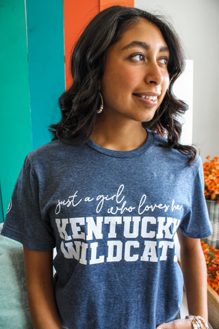 Just A Girl Who Loves Her Wildcats Graphic Tee • Heather Navy