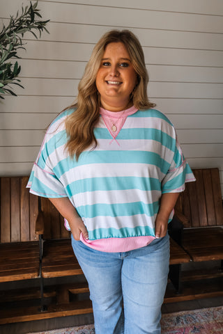 Mixed Media Stripes • Pink/Mint - PLUS