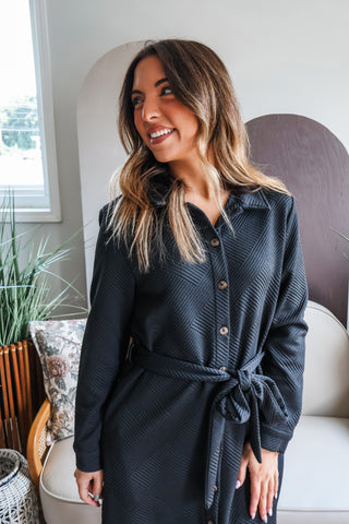 Fall Frenzy 12 • Black Quilted Shirtdress - FINAL SALE
