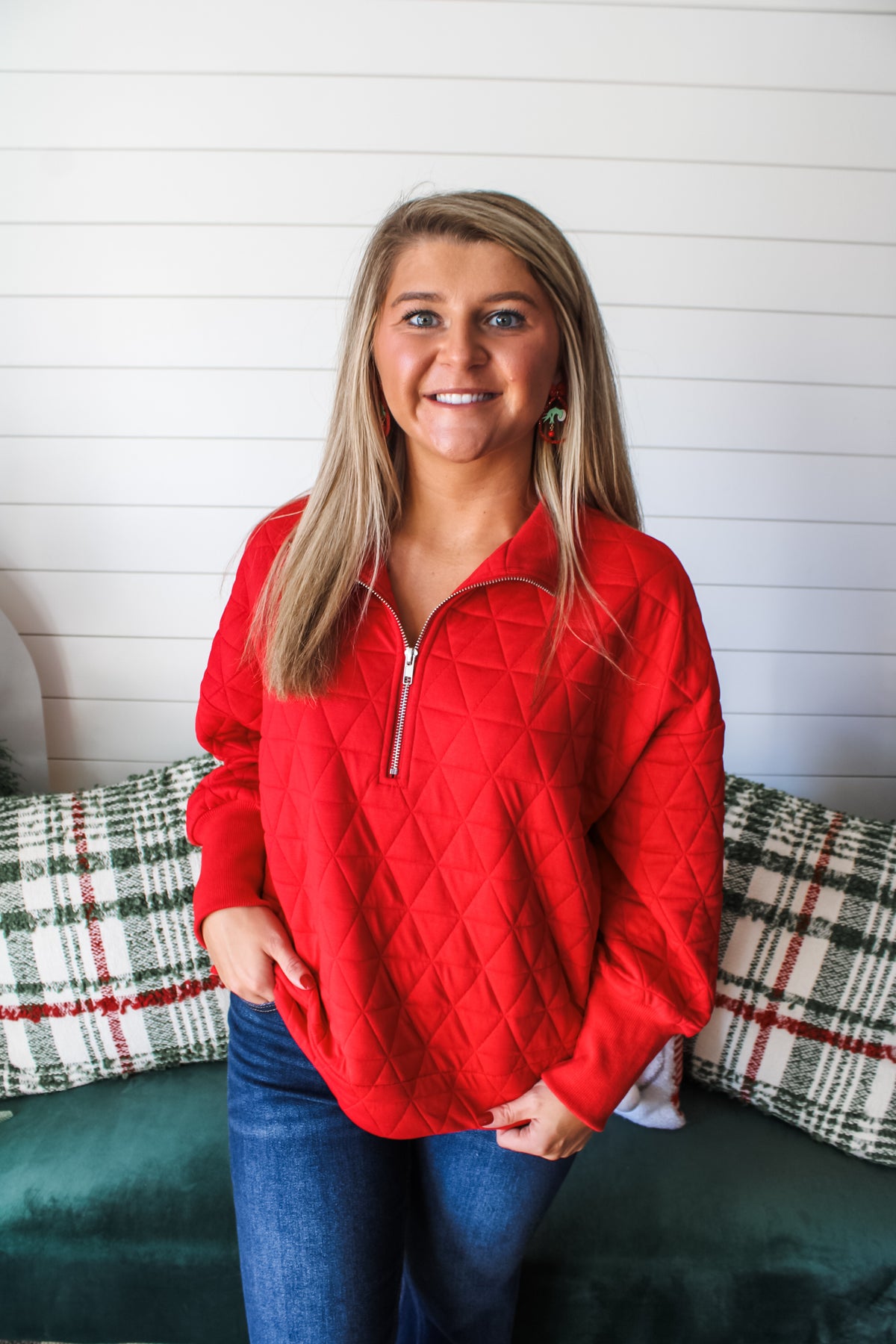 Cup Of Cheer Half Zip • Red