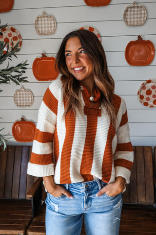 Harvest Stripes Sweater • Burnt Orange