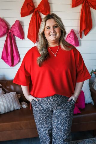 Out & About Oversized Tee • Red - PLUS