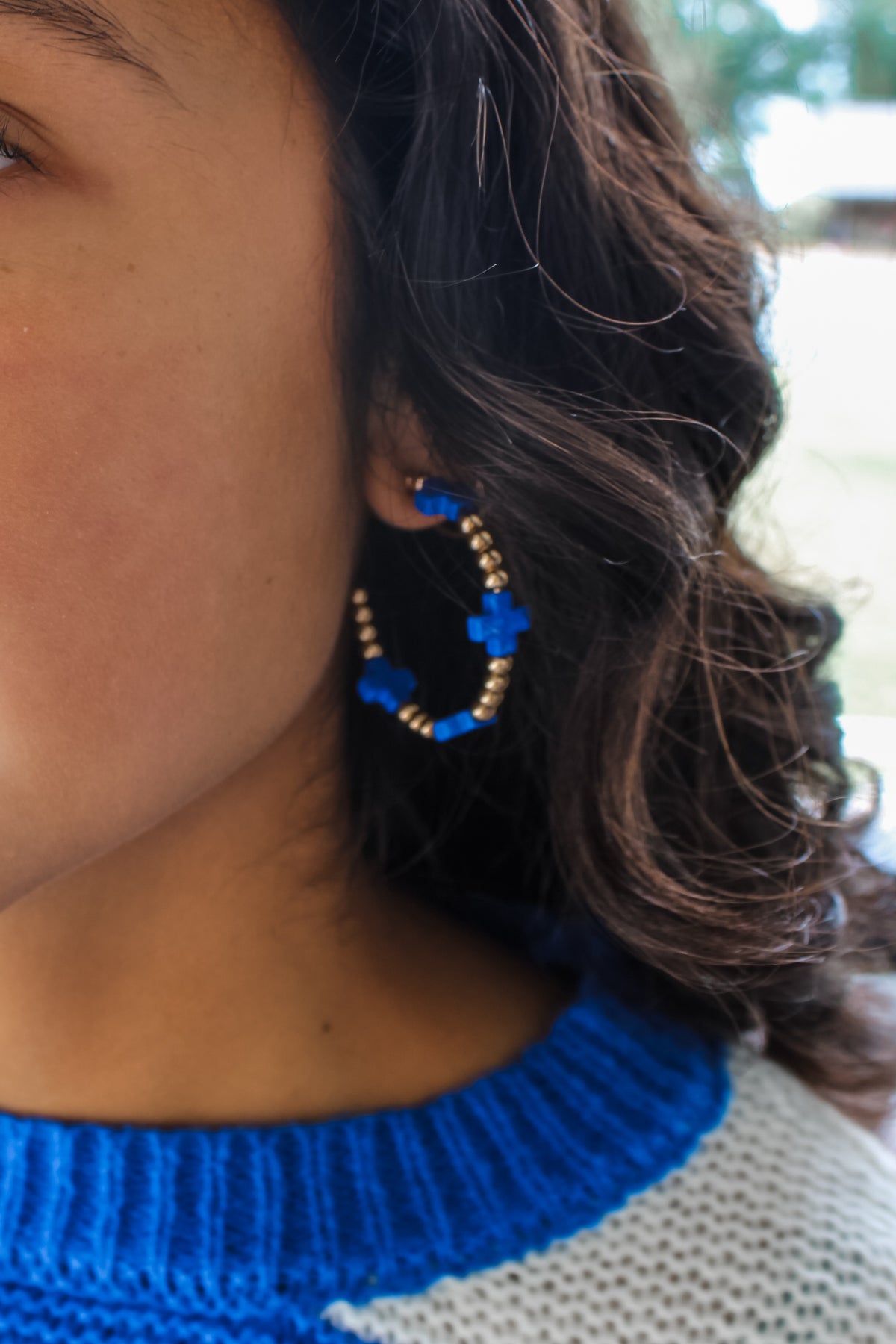 Crossing Paths Hoop Earrings • Blue