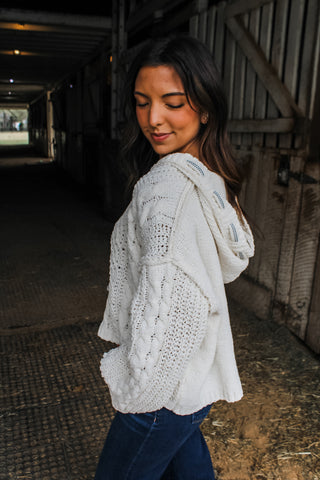 Cozy Are We Chenille Hoodie • Cream