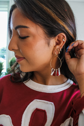 Sideline Style Tassel Earrings • Wine/Ivory