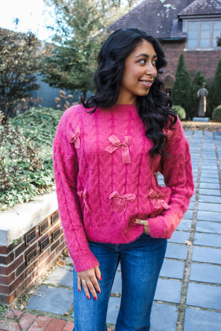 Warmest Wishes Bow Sweater • Berry - FINAL SALE