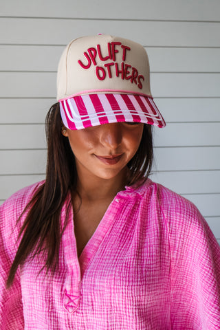 Uplift Others Trucker Hat • Pink Stripe